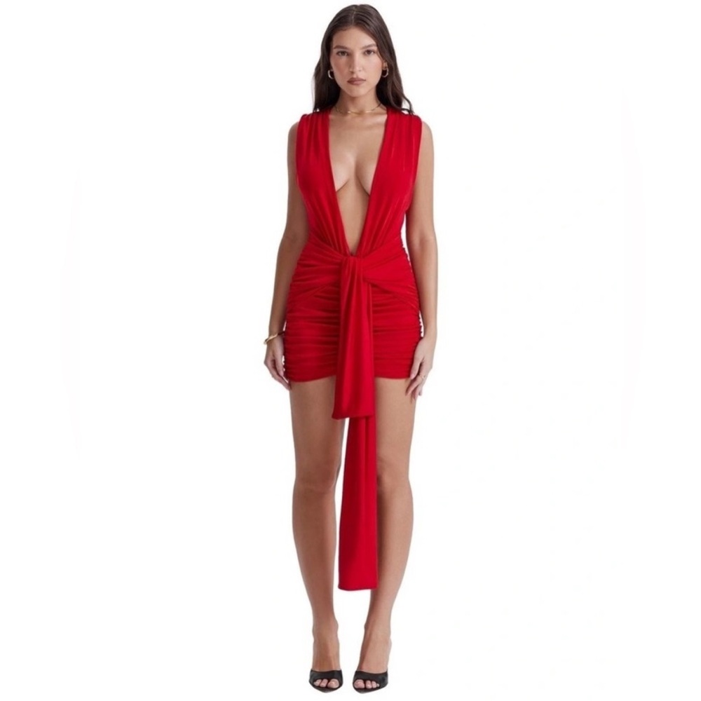 House of CB Aliza Plunge Draped Mini Dress